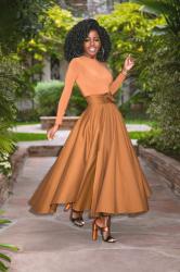 Fitted Bodysuit + Belted Swing Skirt
