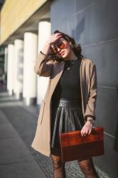 Leather Skirt and Dot Tights