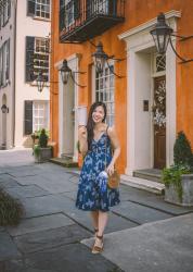 Blue Floral Dress in Charleston