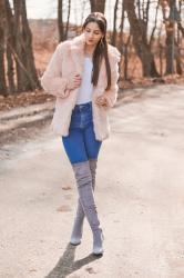 pink fur coat