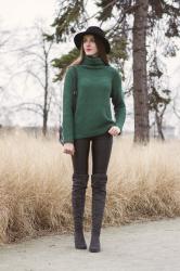 Green knitted jumper