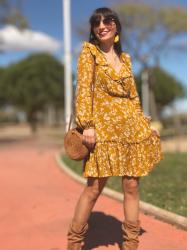 Welcome Spring: Mustard Floral Dress