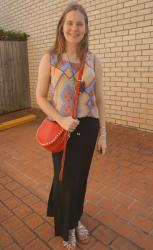 Printed Tanks, Maxi Skirts and Red Rebecca Minkoff Saddle Bag