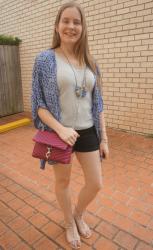 Denim Shorts, Kimonos and Rebecca Minkoff Edie Cross Body Bag In Magenta