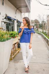 Blue Off the Shoulder Top