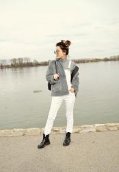 Outfit | Grey teddy jacket