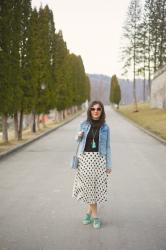 Polka dots and jeans jacket