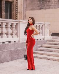 RED VELVET DRESS | EVENING LOOK