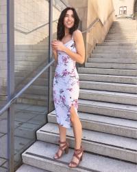 The most flattering midi floral dress to wear this spring