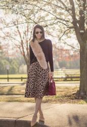 Spring Edition: Black Sweater & Leopard Skirt