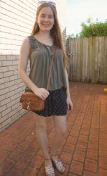 Olive Embroidered Pieces: Tanks and Soft Shorts