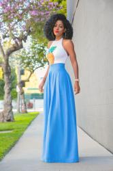 Pineapple Halter Top + High Waist Pleated Pants