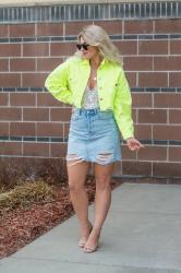 Cropped Neon Denim Jacket + Kelly Kapowski.