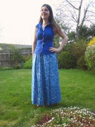 Blue Charity shop chic!