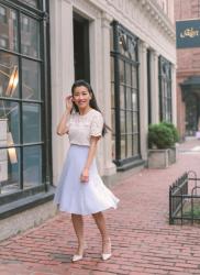 From work to weekend // lace yoke top + circle skirt