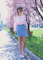 pastel pink and blue denim