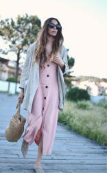 pink dress & mules