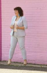 Women’s Seersucker Pantsuit with Blush Pink