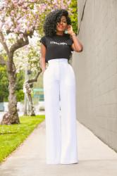 Eternal Glory Tee + White High Waist Pants