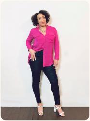 Review: Simplicity 8830 - Fuchsia Silk Double Georgette Shirt!
