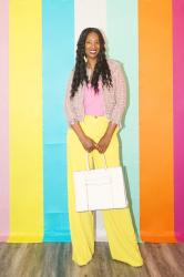 Prissy Duck Yellow Double Button Pants + Pink