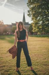 Fringe jacket and denim jumpsuit