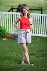 Thursday Fashion Files Link Up #213 – Paper Bag Shorts for Memorial Day