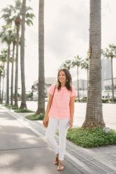 Summer Vacation Outfit with White Jeans