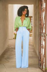 Billowy Sleeve Shirt + High Waist Pants