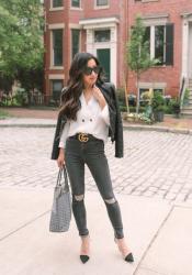 Weekend uniform: white blouse + the best petite jeans