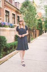 Machine-Washable Navy Polka Dot Dress