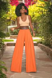 Tank Bodysuit + Pleated High Waist Pants