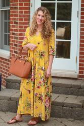 Yellow Floral Maxi & Confident Twosday Linkup 