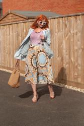 How to Style a Patterned Pleated Midi Skirt in Summer #iwillwearwhatilike