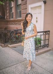 Light Blue Floral Dress with Bow Straps