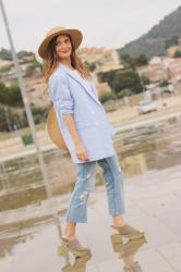 Look con blazer de rayas