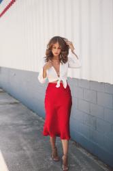 Red Satin Skirt