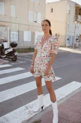 My Summer Uniform: Floral Print Dress and White Boots