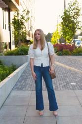 Bohemian Style: Eyelet Top + Wide Leg Jeans