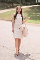 Scalloped Dress + Bow Heels