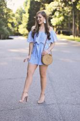 The Sweetest, Striped, Eyelet Romper for Summer