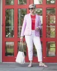 pink gingham blazer