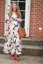 Floral Dress with Red Accessories & Confident Twosday Linkup