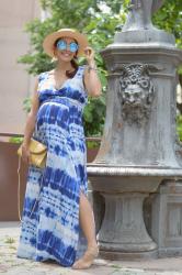 Robe longue tie and dye et canotier