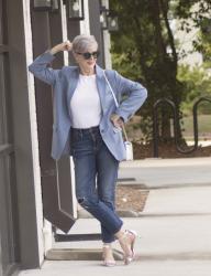 blue linen blazer