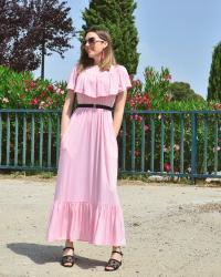 Pink Ruffle Long Dress