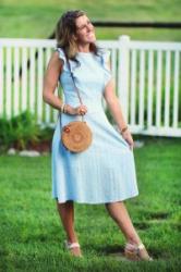 Thursday Fashion Files Link Up #223 – Baby Blue Eyelet Midi Dress