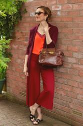 Warm Tone Monochrome Outfit | Mixing Reds Burgundy and Orange
