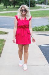 80s Power Suit Blazer Dress + Retro Sneakers.