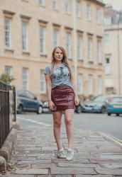 The Topshop Burgundy Leather Skirt Outfit